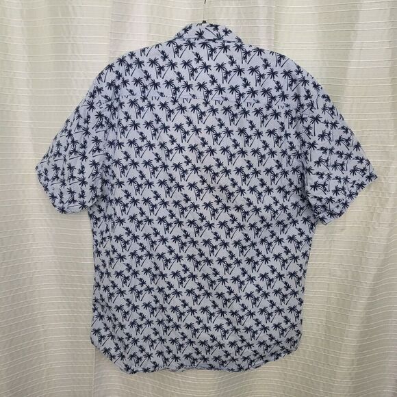 Michael Brandon Slim Fit Palm Tree Hawaiian Shirt Navy White Men's XL - Picture 2 of 6